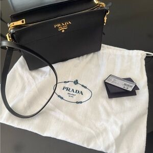 Prada Black Crossbody Bag with Gold Accents